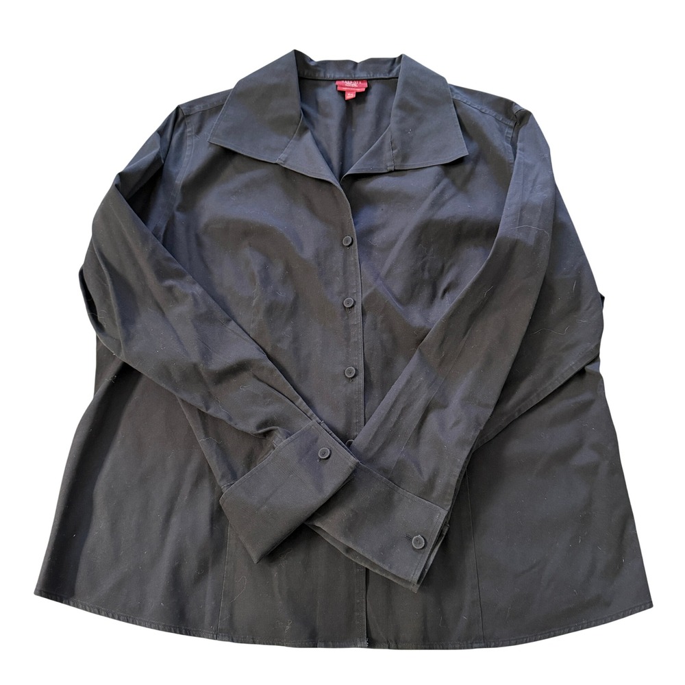 Talbots Petites‎ Haberdashery Black Wrinkle Resistant Button Front Shirt 16W
